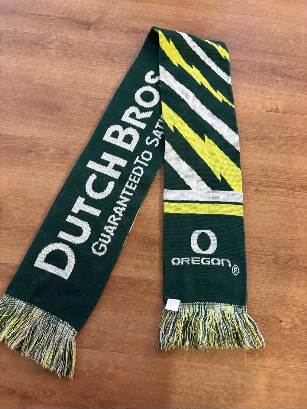 Dutch Bros x University of Oregon Knit Scarf with Lightning Stripes
